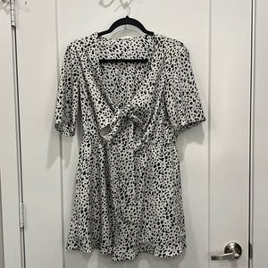 Dalmatian print romper. Tie front
